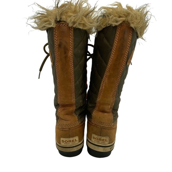 Sorel Mossy Green/Tan Tall Winter Lace Up Boots Women's Size 7.5 NL1780-316 - Picture 8 of 11